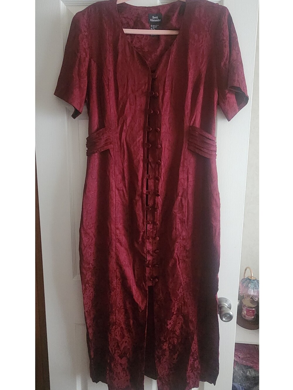 Vintage Brett Alixander Floral Burgundy Dress